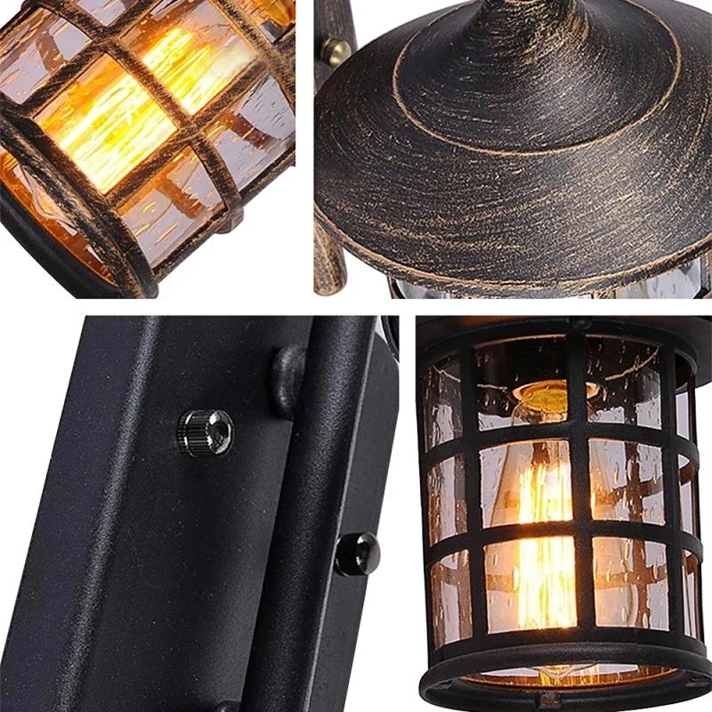 Applique murale LED rustique en fer étanche pour intérieur et extérieur style vintage industriel – Image 6