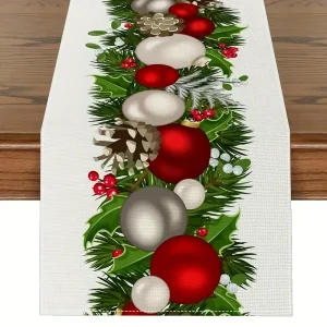 Chemin de table lin écossais rouge - décoration de Noël durable
