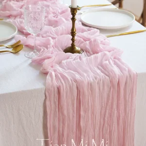 Chemin de table gaze semi-transparent polyester coton décoration mariage