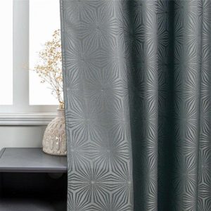 Rideau en polyester gris pour porte d'entrée