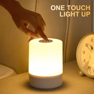 Lampe de chevet tactile rechargeable 3 modes gradation lumière douce pour chambre et enfants