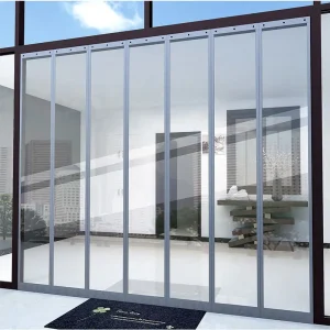 Rideau de porte coupe-vent PVC transparent pour garage - Isolation thermique et réduction du bruit