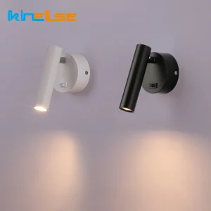 Applique murale LED aluminium avec interrupteur rotatif 3W pour chambre et salon