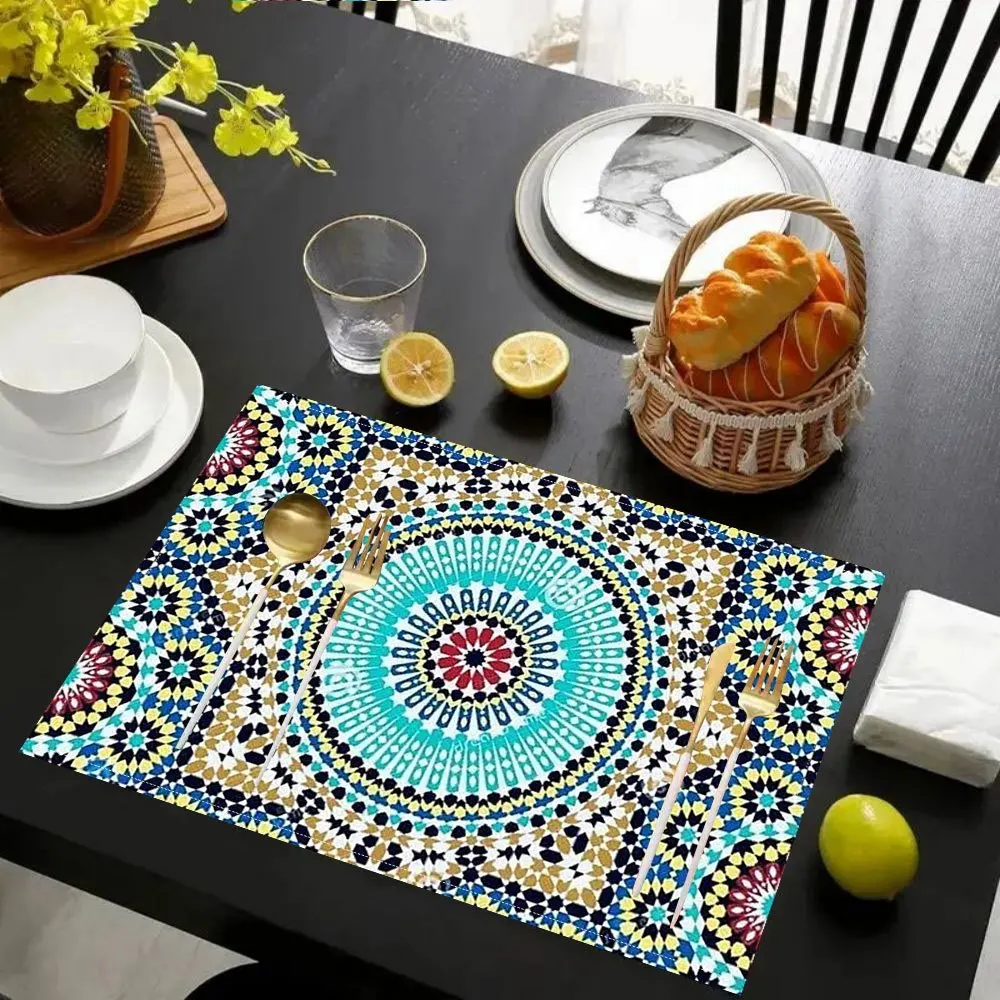 Dessous de plat marocain 30x40cm en polyester - 2 ou 4 sets pour décoration de table moderne – Image 5