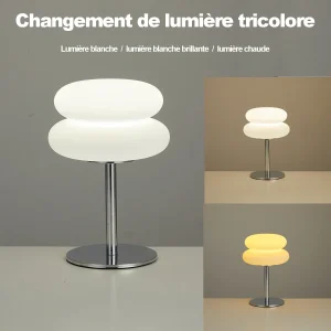 Lampe de chevet design moderne avec gradation tricolore et prise USB pour chambre à coucher