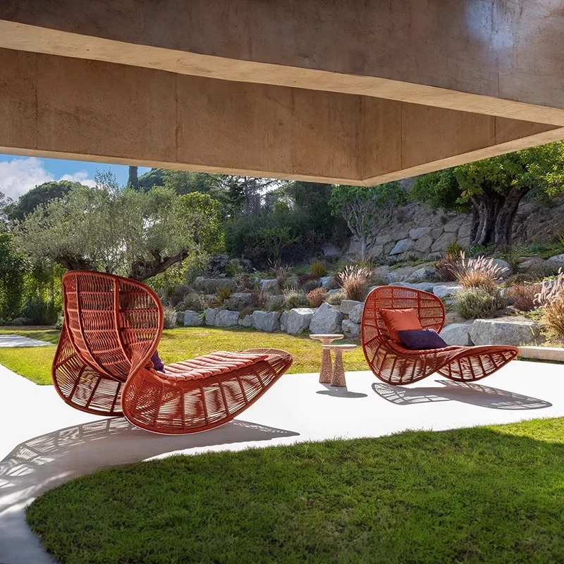Canapé-lit rotin inclinable pour balcon terrasse étanche protection solaire design nordique – Image 4