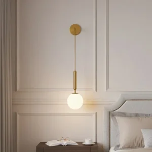 Applique murale boule de verre blanc laiteux moderne pour chambre et allée - Éclairage décoratif