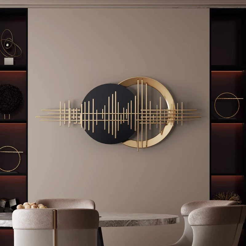 Décoration murale moderne en métal pour salon, pendentif luxueux gris clair ou vert clair – Image 5