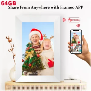 Cadre photo numérique WiFi 10,1 pouces écran tactile HD IPS 64 Go pour partage instantané