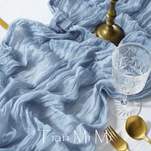 Chemin de table gaze polyester-coton 3m rustique décoration mariage