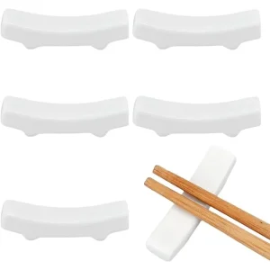 Repose-cuillère en céramique blanche 6 pièces, support stable pour cuillères et baguettes