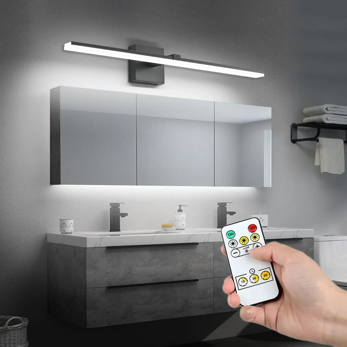 Applique murale LED moderne avec télécommande pour bureau, chambre et salle de bain - Éclairage variable – Image 4