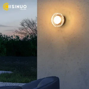 Applique murale extérieure ronde en aluminium IP65 étanche pour porche et entrée - Lumière noire LED