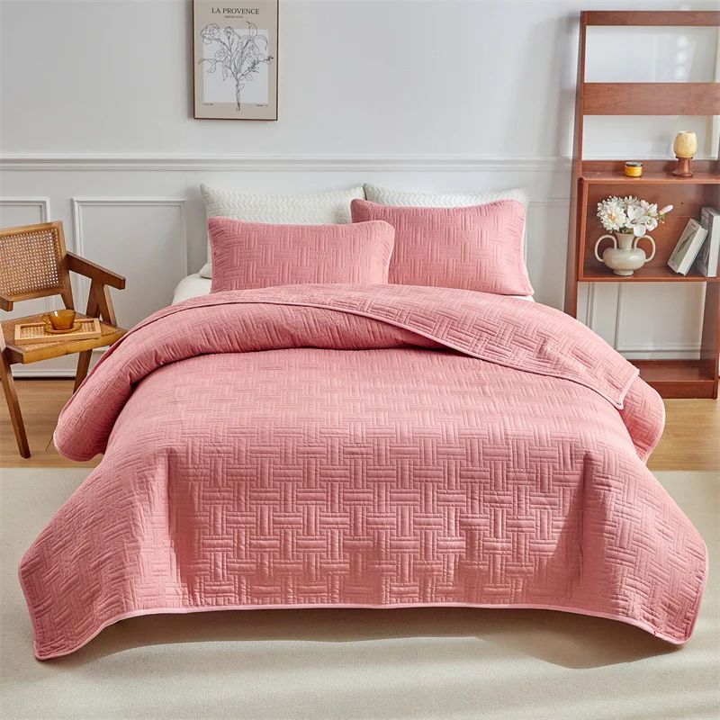 Ensemble couvre-lit matelassé moderne à rayures blé - Polyester épais avec taies d'oreiller – Image 5