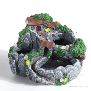 Cache-pot en résine imitation pierre pour micro-paysage - Grand format décoratif intérieur et jardin