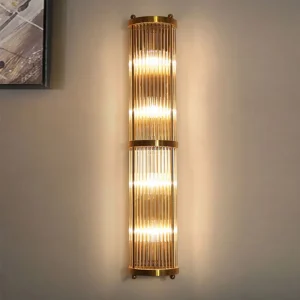 Applique murale LED en cristal doré pour salon et chambre - Lumière décorative moderne
