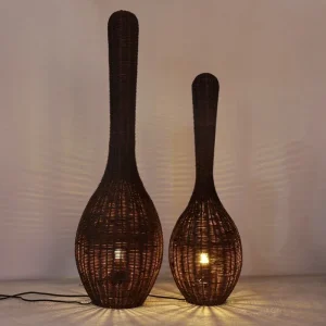 Lampe de chevet en rotin vertical unique - Lampadaire créatif en bambou pour salon et chambre