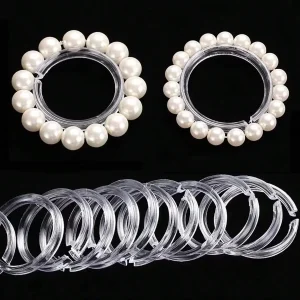 Présentoir de bracelets en perles acrylique transparent - Lot de 5 étagères rondes pour bijoux