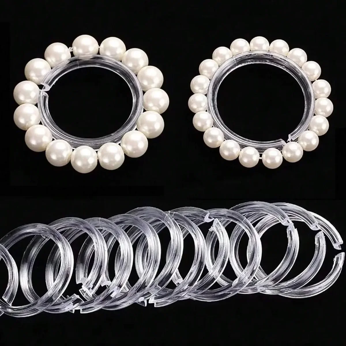 Présentoir de bracelets en perles acrylique transparent - Lot de 5 étagères rondes pour bijoux – Image 2