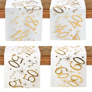 Chemin de table anniversaire personnalisable 18 30 40 50 70 ans pour décoration de fête adulte et enfant