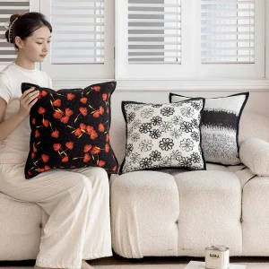 Housse de coussin jacquard chenille 45x45 cm élégante pour canapé