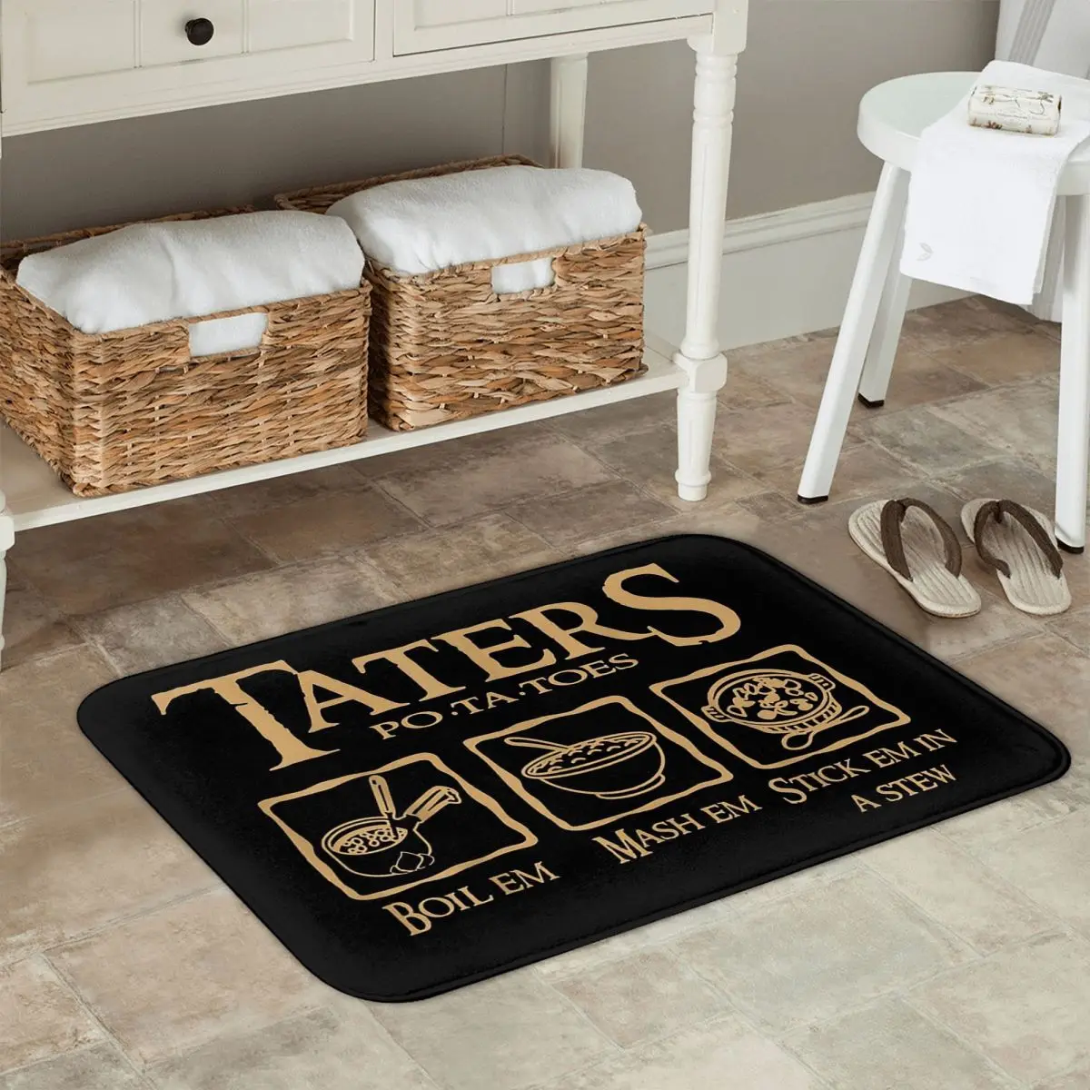Tapis de sol pommes de terre design antidérapant pour cuisine et salle de bain - 40x120cm – Image 3