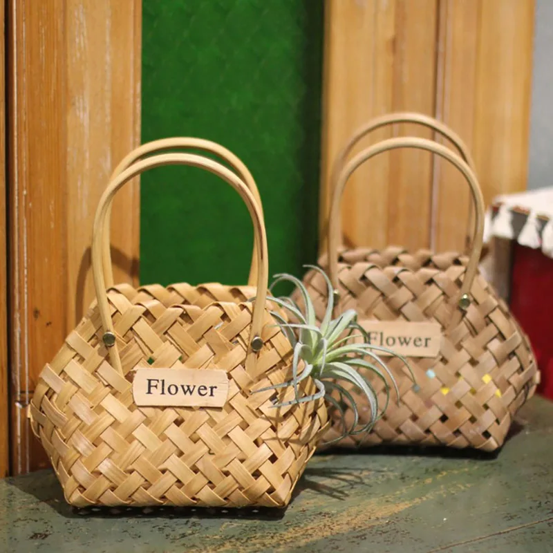 Cachepot tissé à la main en bambou avec poignée - Décoration intérieure naturelle pour plantes – Image 5