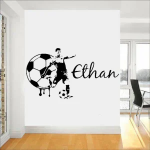 Autocollant mural football personnalisé pour chambre garçon - Décoration sportive moderne