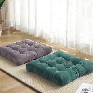 Coussin de sol carré velours côtelé - Confortable et polyvalent pour salon et bureau