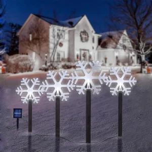 Lot de 4 lampes solaires imperméables à motif paysage pour jardin et piscine