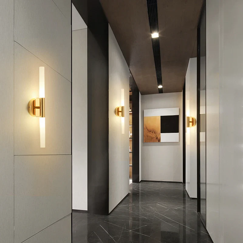 Applique murale LED acrylique moderne avec tuyau cuivre - Éclairage salon et chambre – Image 5