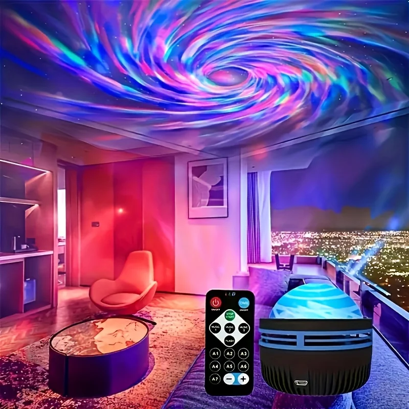 Projecteur galaxie USB Aurora RGB rotatif 360° avec télécommande DMX pour ambiance cinéma maison – Image 4