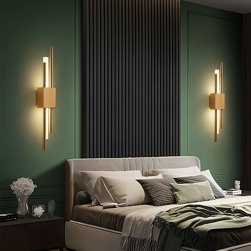 Applique murale LED acrylique moderne avec tuyau cuivre - Éclairage salon et chambre – Image 4