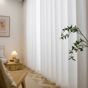 Rideaux de Luxe en Mousseline de Soie Blanche - Décoration Intérieure Élégante