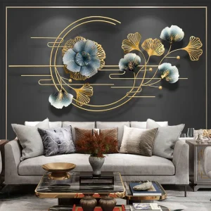 Décoration murale métal fleurs créative pour salon et chambre - Style moderne