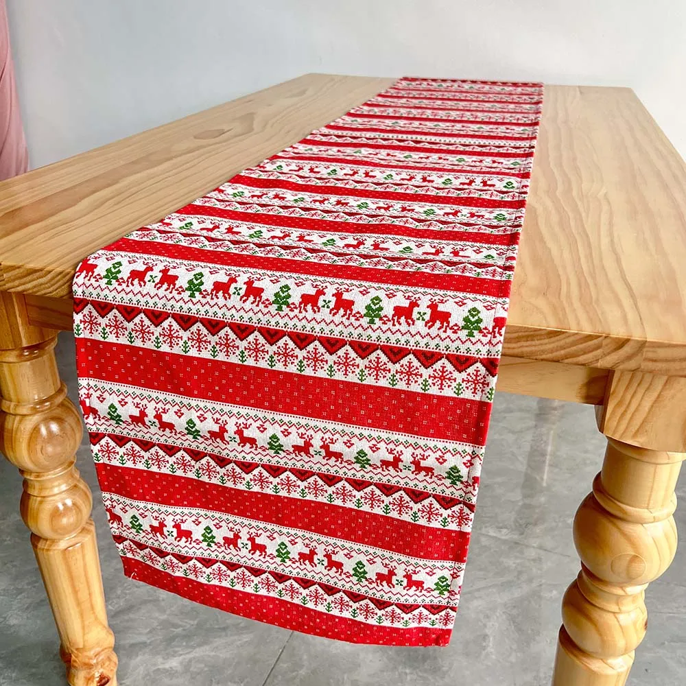 Chemin de table Noël polyester 30x180cm motif cerf neige élégant – Image 4
