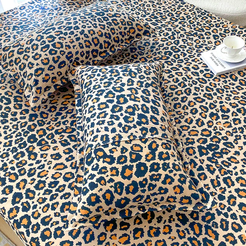 Drap-housse imprimé léopard 180x200 - Parure de lit douce et respirante pour chambre – Image 4