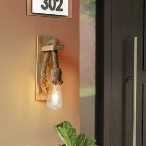Applique murale rotin bois rétro éclairage salon jardin décoration intérieure