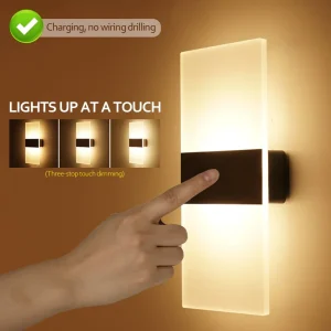 Applique murale rechargeable avec capteur de mouvement, éclairage LED moderne pour chambre et couloir