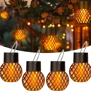 Lanterne solaire LED à effet flamme étanche IP65 pour jardin extérieur - Décoration moderne