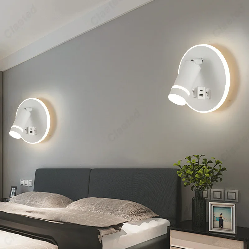 Applique murale LED réglable avec port USB pour tête de lit, salon et salle à manger - Lampe de lecture moderne – Image 4
