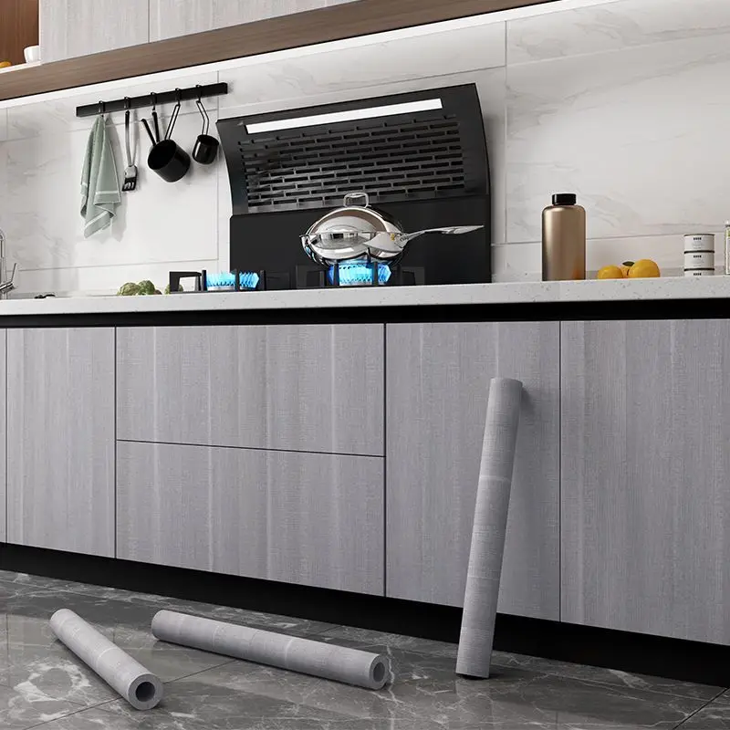 Papier peint adhésif imitation bois pour meuble de cuisine, résistant à l'huile et imperméable – Image 2