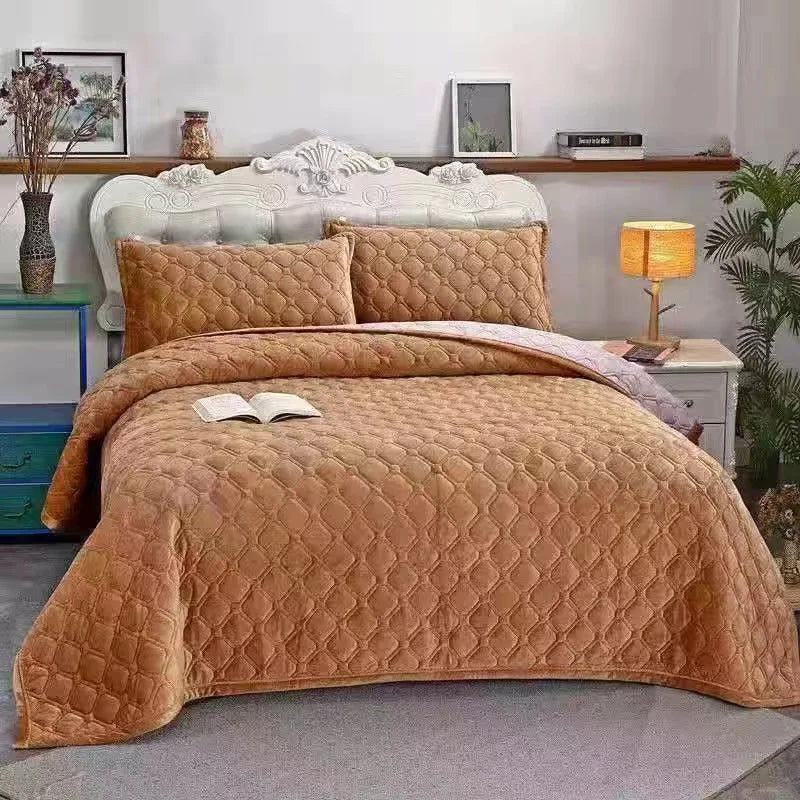 Couvre-lit matelassé en velours doux antidérapant 270x230cm - Couleurs unies pour chambre – Image 6