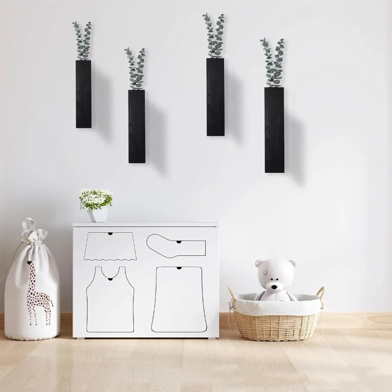 Jardinière murale noire en bois pour plantes d'intérieur, décoration boho pour salon et chambre – Image 4