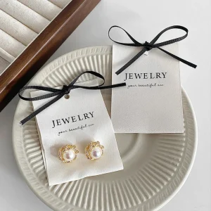 Porte-bijoux personnalisable en coton 6x17cm avec logo pour boucles d'oreilles et accessoires