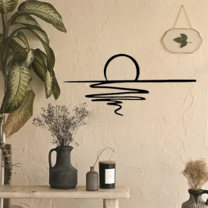 Décoration murale métal soleil noir mat moderne pour salon chambre cuisine salle de bains