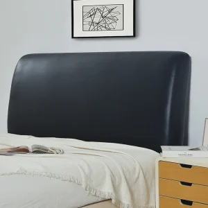 Housse de tête de lit en cuir artificiel imperméable et élastique - Protection contre la poussière