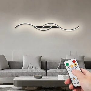 Applique murale LED noire rechargeable 60cm avec télécommande pour salon et chambre