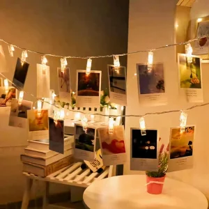 Guirlande lumineuse à clips photo 10-40 LED pour décorer mariage et diplôme