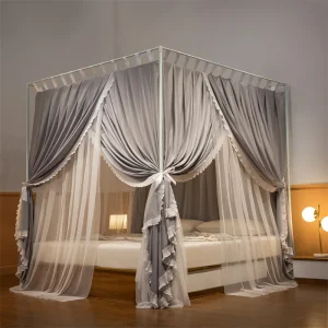 Moustiquaire de lit polyester double couche avec armature acier